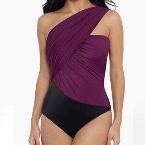 Magicsuit. Goddess Colorblock One-Shoulder Convertible One-Piece Swimsuit.